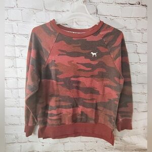 Vintage VS Pink Victoria's Secret Dogo Logo Camo Maroon Y2K Pullover Small